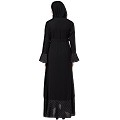Designer abaya with Polka dotted frills- Black Designer abaya with Polka dotted frills- Black